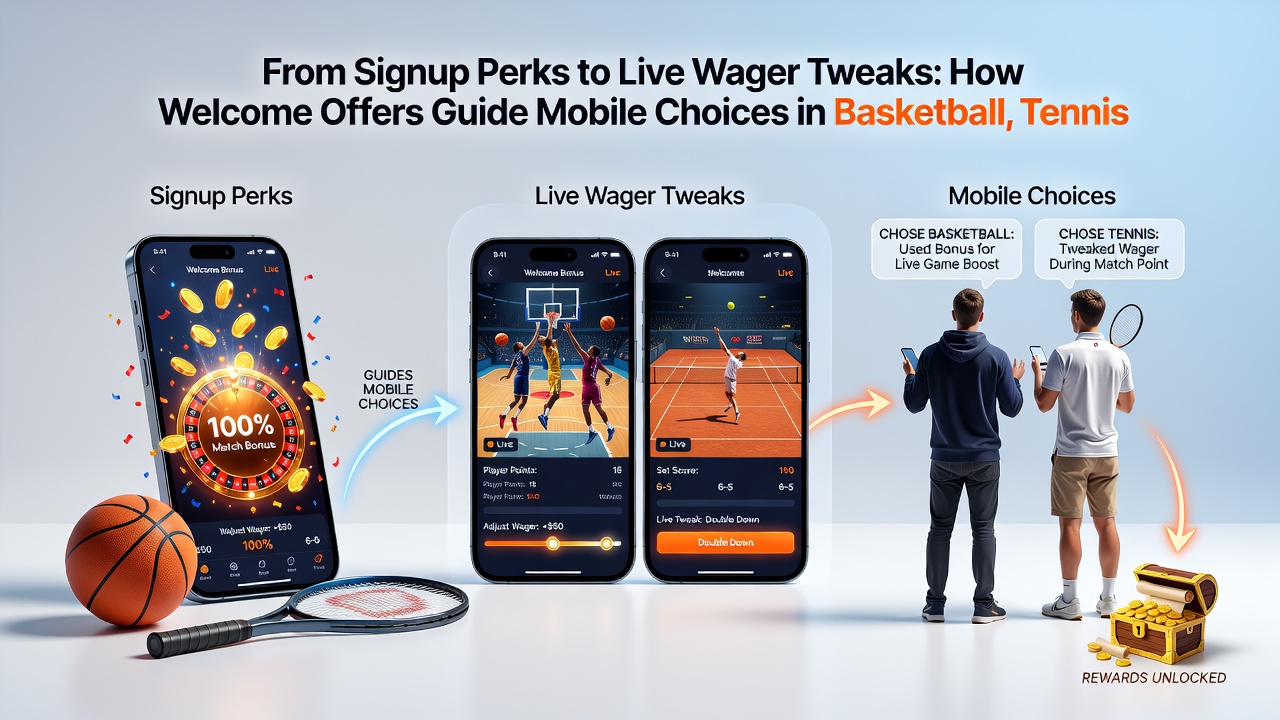 Tennis- und Rennsport-App mit Live-Wett-Interface und Bonus-Anzeige