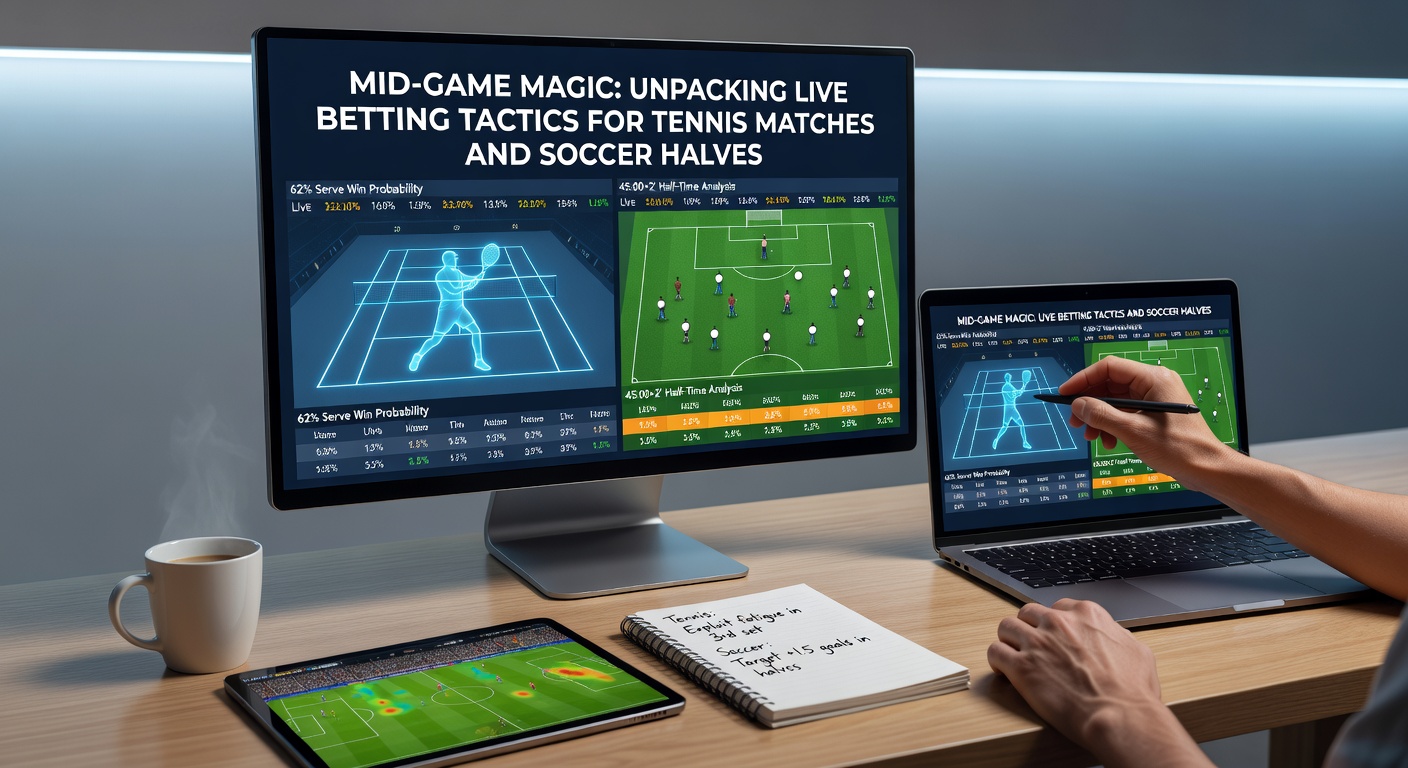 Dynamisches Live-Wetten-Szenario bei einem spannenden Tennis-Match mit Spielern in Aktion und Quoten, die sich in Echtzeit ändern